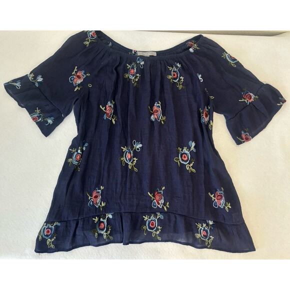 Valerie‎ Stevens Top Women's 3X Plus Size Blue Sheer Flowy Career Office Boho - Picture 1 of 8
